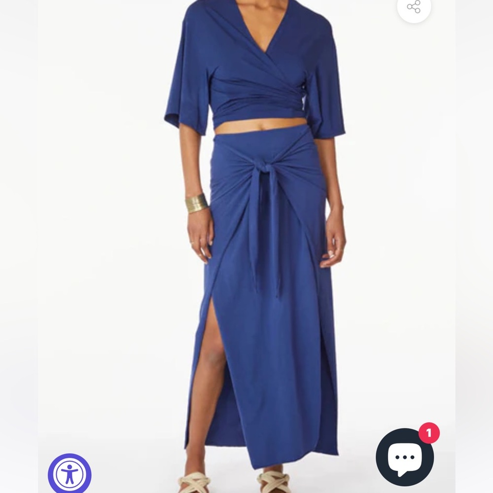 NWT - Bobi Los Angeles Tie Front Wrap Maxi Skirt